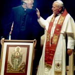 Father Bill presenting Icon to Pope John Paul II